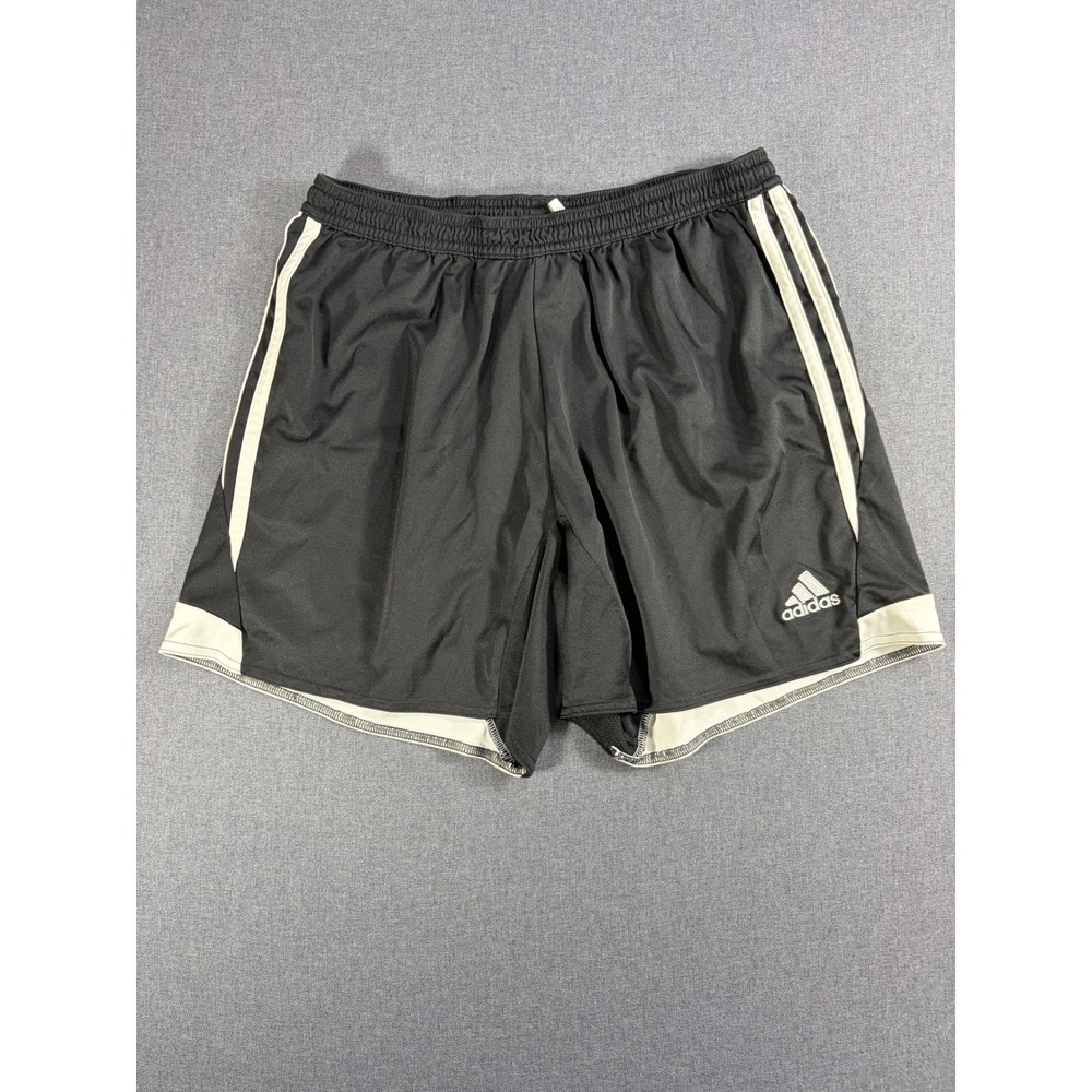 Adidas Kids ClimaCool Soccer Shorts Black White Striped Athletic Youth Medium